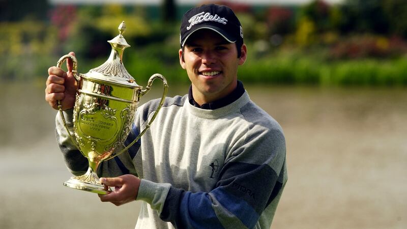 England’s Paul Casey celebrates his victory at the 2003 Benson and Hedges International Open at the Belfry. Photograph: Stephen Munday/Getty Images