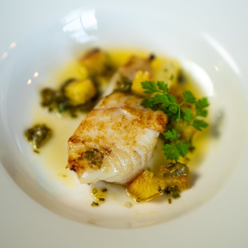 Dervilla O'Flynn's Ballymaloe roast monkfish with Grenoble butter and seasonal greens