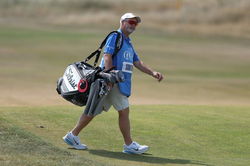 Billy Foster, caddie to Matthew Southgate, looks on during a practice round prior to the Open Championship at Royal Birkdale in England. Photograph: Andrew Redington/Getty Images