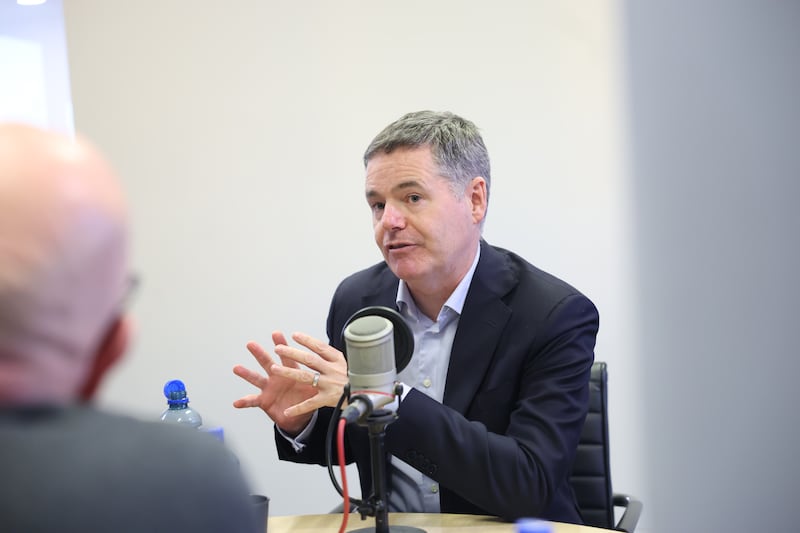 Paschal Donohoe being interviewed on The Irish Times Inside Politics podcast after announcing his resignation as minister for finance. Photograph: Enda O'Dowd