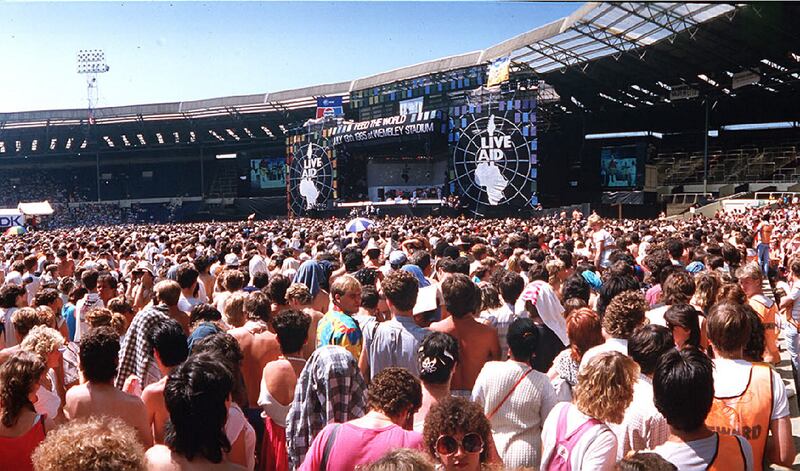 Wembley Stadium, London, July 13th, 1985 - The Live Aid event was held simultaneously at Wembley Stadium, London and the JFK Stadium, Philadelphia.  (Photo by Dave Hogan/Getty Images)