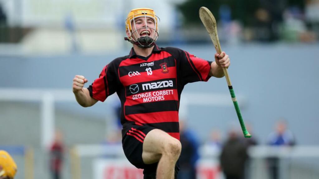 Ballygunner’s Brian O’Sullivan celebrates a late score in his side’s Waterford Senior Hurling Club Final victory over Mount Sion at  Walsh Park. Photograph:  Morgan Treacy/Inpho