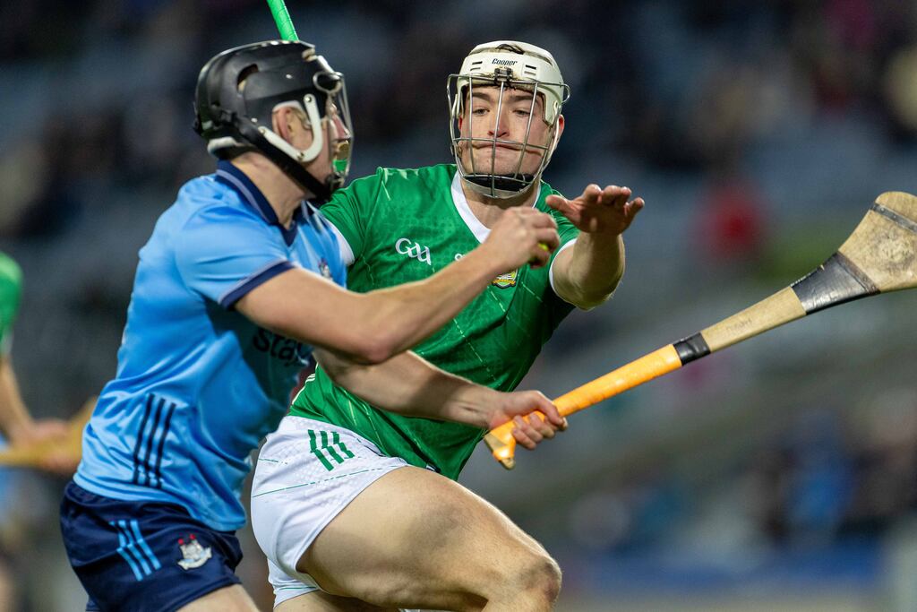 Dublin’s Donal Burke in action against Kyle Hayes of Limerick during the Allianz Hurling League Division 1B match at Croke Park. Photograph: Morgan Treacy/Inpho