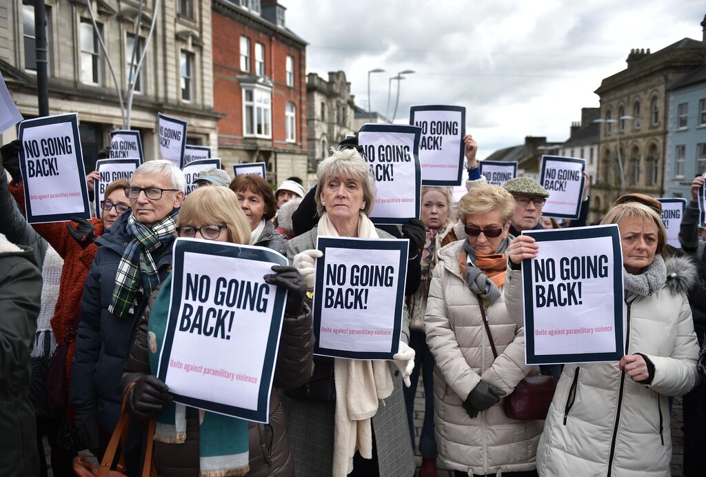 A rally was held in Omagh on Saturday in support of off duty Detective Chief Inspector John Caldwell who was shot while attending a Beragh Swifts football coaching session with his son on February 25th. Photograph: Charles McQuillan/Getty Images