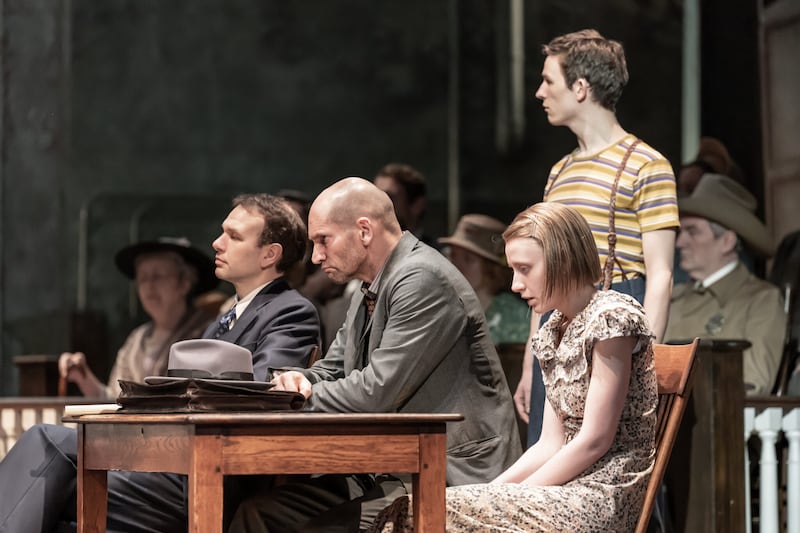 'I do evil well': Patrick O'Kane played Bob Ewell in Aaron Sorkin's adaptation of To Kill a Mockingbird last year, also starring Poppy Lee Friar as Mayella Ewell and David Moorst as Dill Harris. Photograph: Marc Brenner