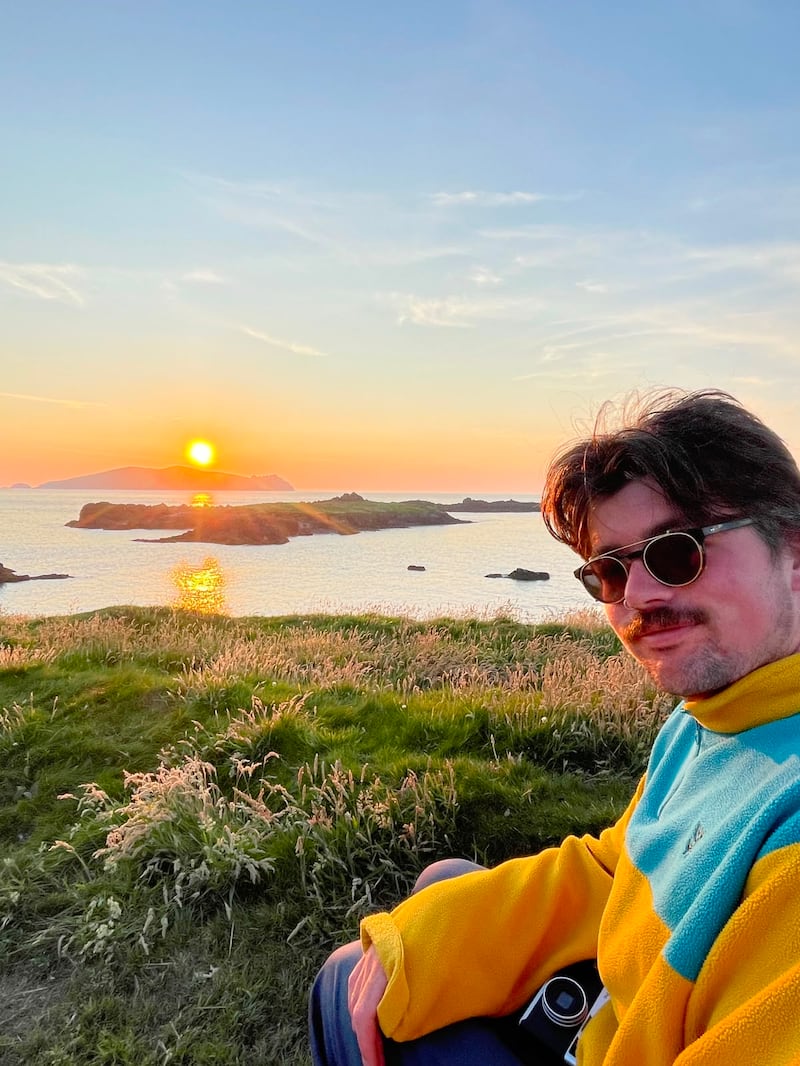Caretaker Conor Jones at sunset on the Great Blasket Island. Photograph: Aisling Costello