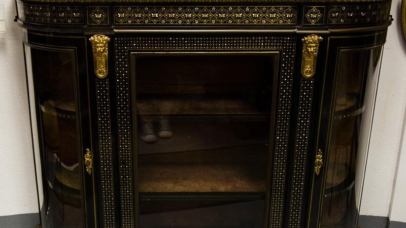 Lot 650,  a three-door credenza with brass inlay and mother-of-pearl butterflies (€1,600-€2,000)