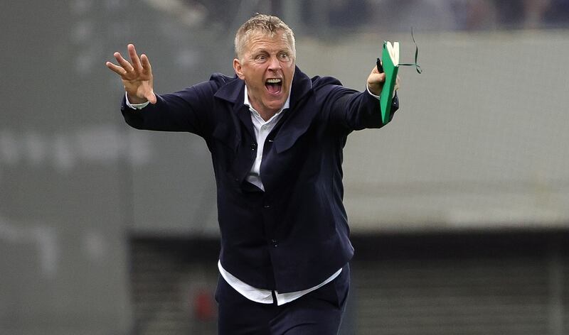 Ireland manager Heimir Hallgrímsson in the Georgios Karaiskakis Stadium in Athens on Sunday. Photograph: Nikola Krstic/Inpho