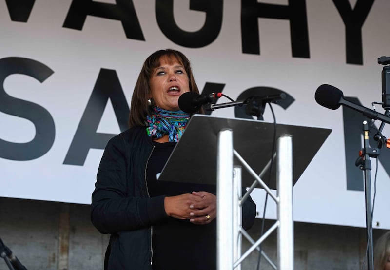 "There will be no Orange march down this road, not now and not ever," Sinn Féin leader Mary Lou McDonald told the Garvaghy Road rally. Photo: Mark Marlow/PA Wire
