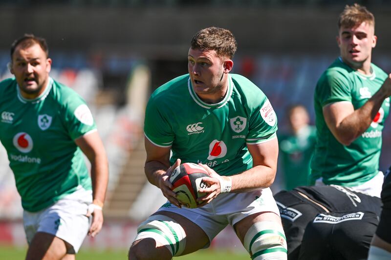 Evan O'Connell representing Emerging Ireland against Western Force in Bloemfontein in 2024. Photograph: Inpho/Steve Haag Sports/Darren Stewart