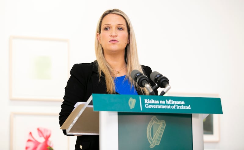 Helen McEntee announcing the publication of the general scheme of the Sale of Alcohol Bill in October 2022. Photograph: Gareth Chaney/Collins