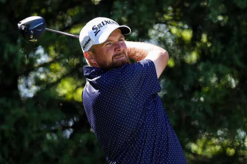 Shane Lowry hits a tee shot on the ninth during the Truist Championship in May in Pennsylvania. Photograph: Andrew Redington/Getty