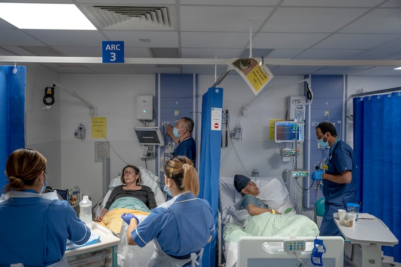 Patients at the Queen’s Hospital emergency room in Romford: There is a general sense that the National Health Service is broken. Photograph: Andrew Testa/New York Times
                      