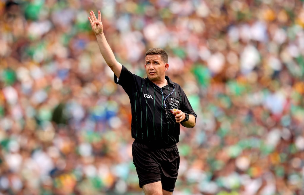 Referee Colm Lyons during the 2022 All-Ireland Senior Hurling Final between Limerick and Kilkenny. Photograph: Ryan Byrne/Inpho