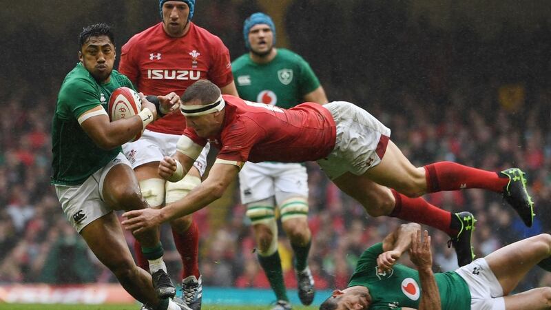 Ireland’s centre Bundee Aki  makes a break. Photo: Getty Images