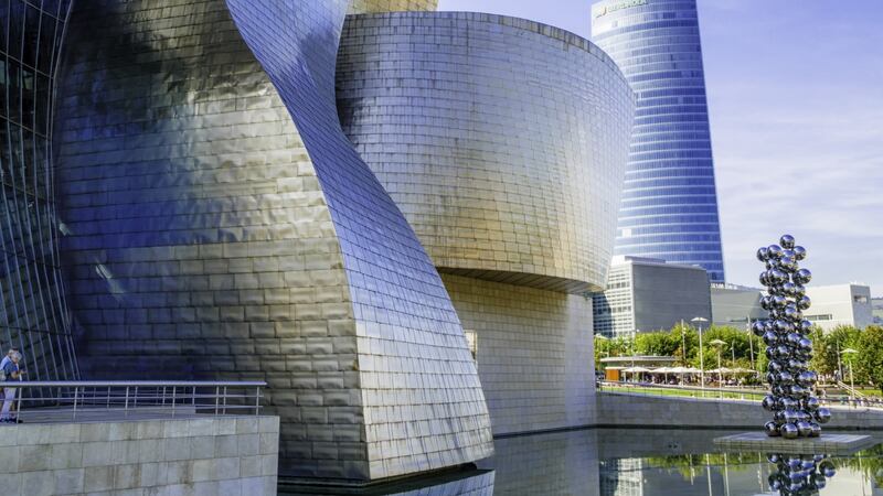 The  Guggenheim Museum in Bilbao, a titanium-clad, iron-girded structure designed by Frank Gehry