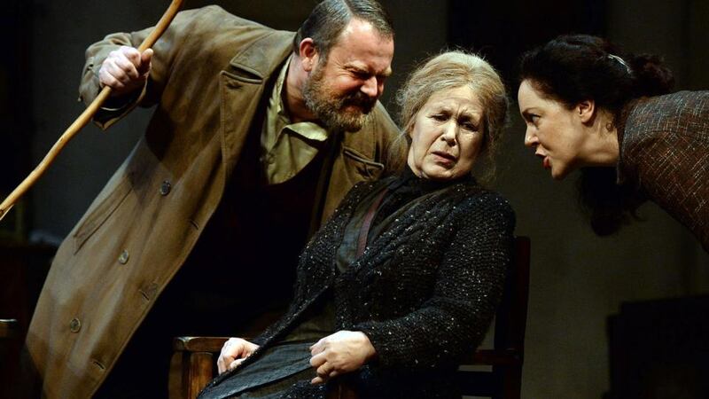 At the Abbey Theatre: Simon O’Gorman, Bríd Ní Neachtáin and Derbhle Crotty in a production of Sive by John B Keane. The National Theatre got €6.2 million  in funding for  this year. Photograph: Cyril Byrne/The Irish Times