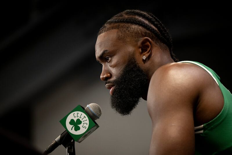 Jaylen Brown: 'If people didn’t have sports, they would be a lot more disappointed with their role in society.' Photograph: Maddie Malhotra/Getty Images