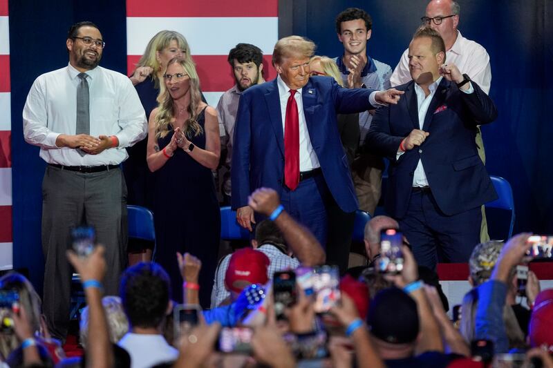 Donald Trump during a town hall-style campaign event at the Crown Complex in Fayetteville, North Carolina. Photograph: Kent Nishimura/New York Times