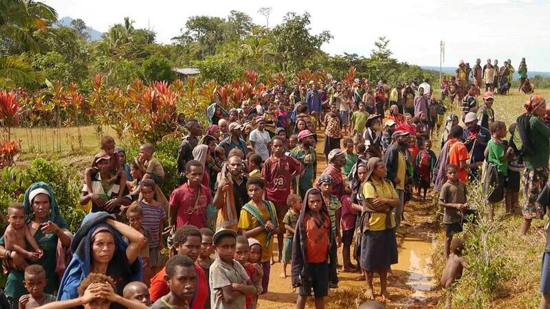 Residents wait to receive aid after an earthquake in Papua New Guinea in this handout image released March 7th, 2018. Photograph:  MAF International