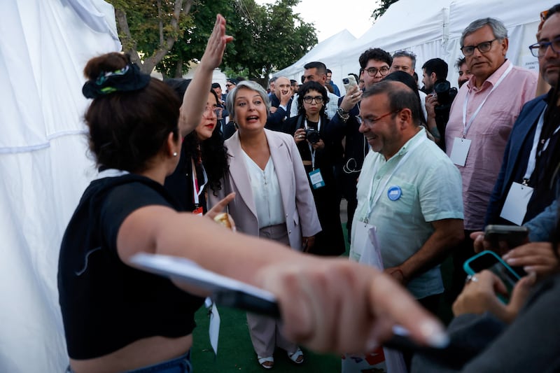 Chile's presidential candidate Jeannette Jara arrives at her closing campaign rally in Santiago earlier this week. Photograph: Raul Bravo/AFP/Getty