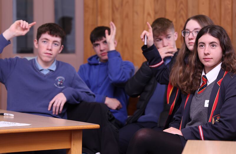 Students from Enniskillen Royal Grammer School and Ballinamore Community School: 'They told us at the end that both had different truths. But they are their truths.' Photograph: John McVitty