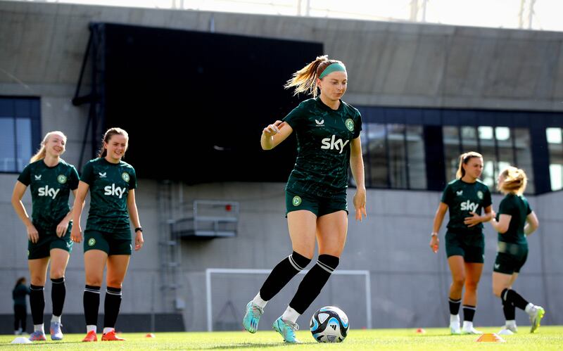 Hayley Nolan training with the Republic of Ireland in Budapest, Hungary.  'It’s the best league in the world, it’s just where you want to be as a professional footballer.' Photograph: Ryan Byrne/Inpho 