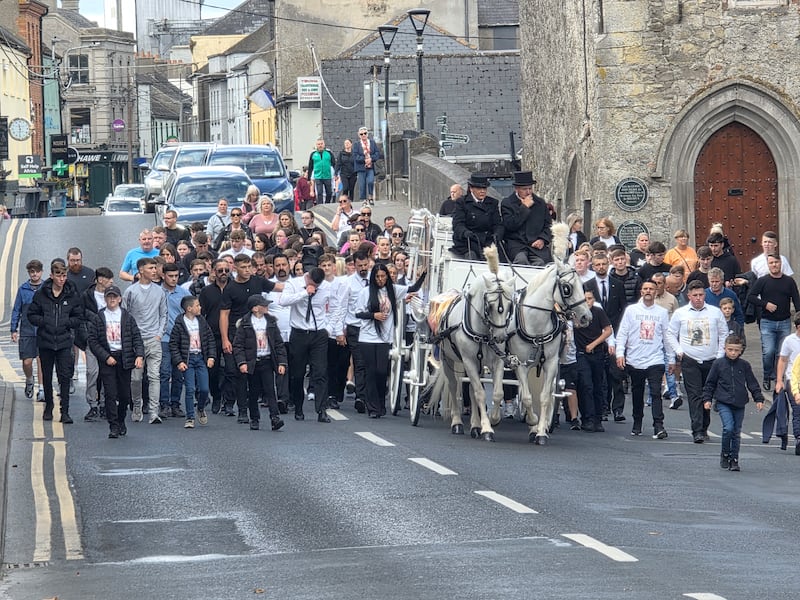 The funeral of Joey Carthy at St Michael the Archangel Church in Athy, Co Kildare, on Friday. Photograph: Colin Keegan/Collins