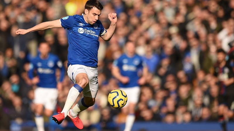 Everton’s Séamus Coleman controls the ball during the  Premier League  match against Crystal Palace at Goodison Park. Photograph: Oli Scarff/AFP via Getty Images