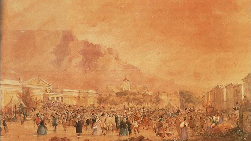 Public Protest at Cape Town, July 4th, 1849. Painting by Thomas Bowler