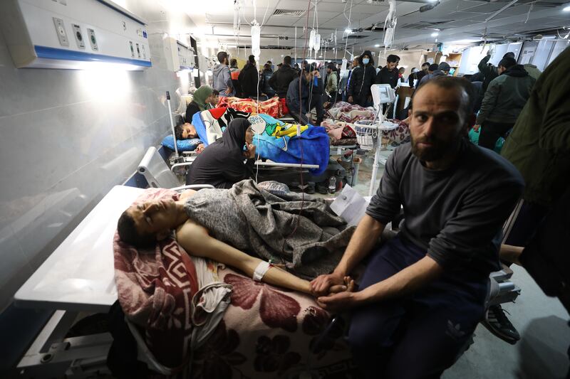 Injured Palestinians receive medical treatment in Al-Shifa Hospital after Israeli forces opened fire on Palestinians waiting for humanitarian aid trucks, killing more than 100. Photograph: Getty