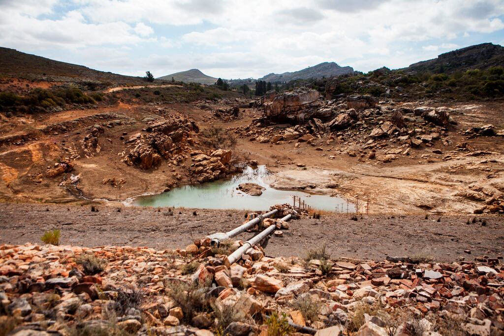 A dam nearly empty of water on a farm near Cape Town in March 2018, the last time a drought-related crisis hit a large South African metro. Photograph: Wikus de Wet/AFP via Getty Images