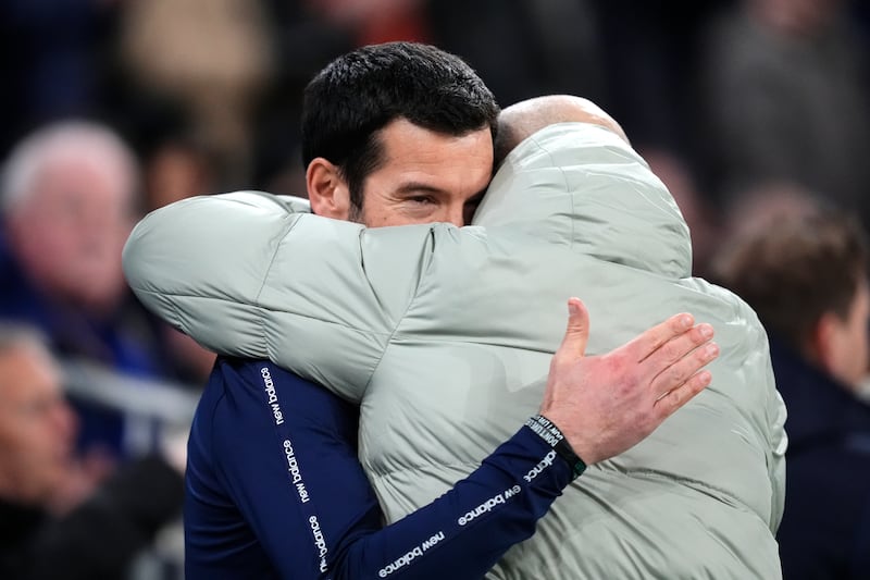 Cardiff City manager Brian Barry-Murphy (left) and Chelsea manager Enzo Maresca before the Carabao Cup quarter-final at Cardiff City Stadium. Photograph: Nick Potts/PA