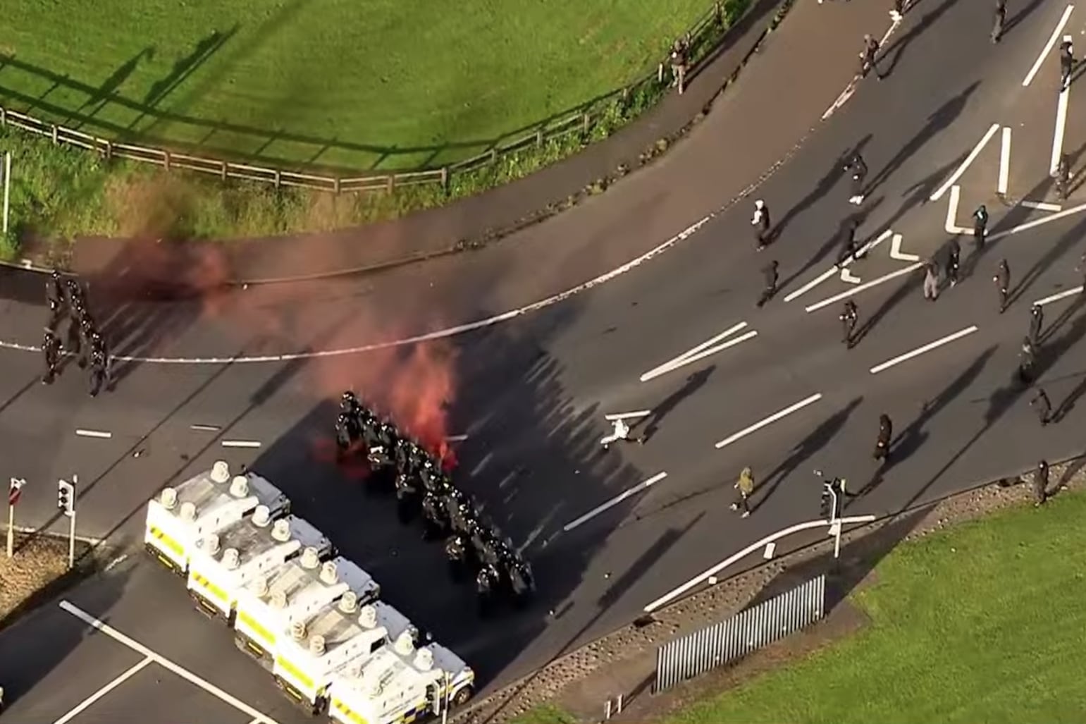 Police clash with crowds in Belfast for second night as vehicle set alight
