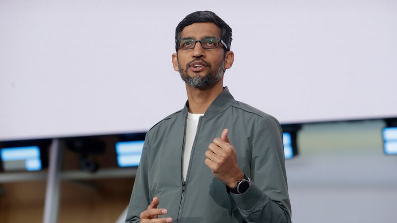 Sundar Pichai, who has been leading Google as chief executive for more than four years, will stay in his role and also become chief executive of Alphabet. File photograph: Jeff Chiu/AP Photo