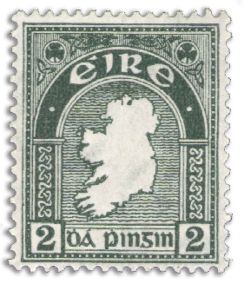 The first stamp of the Irish Free State, which cost 2d