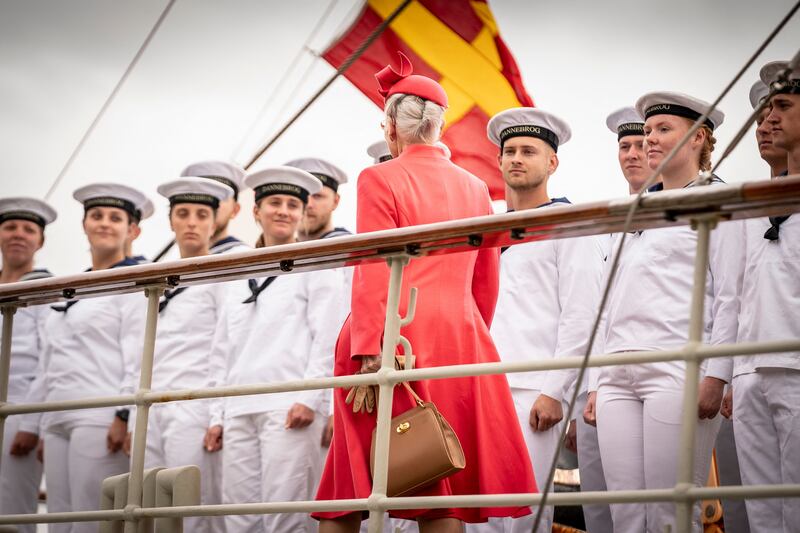 Queen Margrethe II of Denmark arrives on the Dannebrog Royal Yacht in Copenhagen. Photograph: Mads Claus Rasmussen/Ritzau Scanpix/AFP via Getty Images