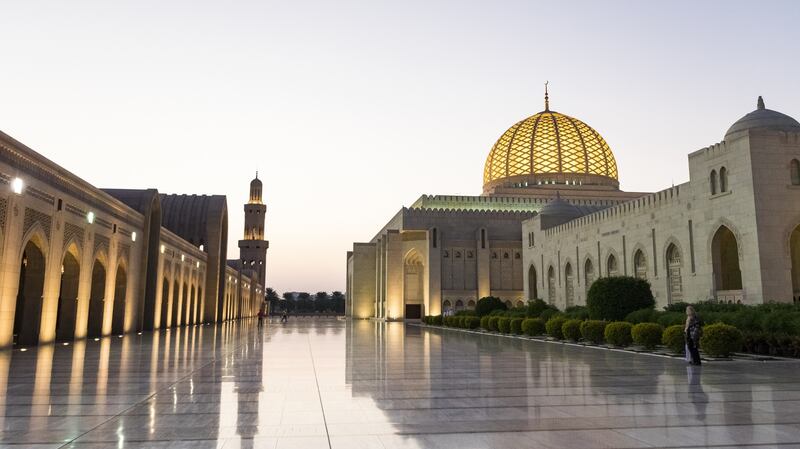 Muscat Grand Mosque at sunset. Photograph: Getty Images