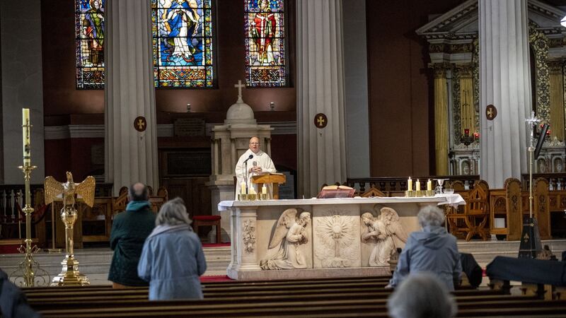 Father Kieran McDermott celebrating Mass at the Pro Cathedral on. Photograph: Tom Honan