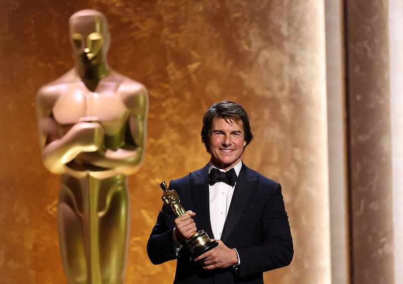Tom Cruise poses with his Honorary Academy Award on stage during the 16th Governors Awards at the Ray Dolby Ballroom at Ovation Hollywood on November 16th, 2025. Photograph: Michael Tran/AFP via Getty Images      