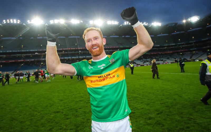 Glen’s Conor Glass celebrating after winning the All-Ireland final. Photograph: Ryan Byrne/Inpho