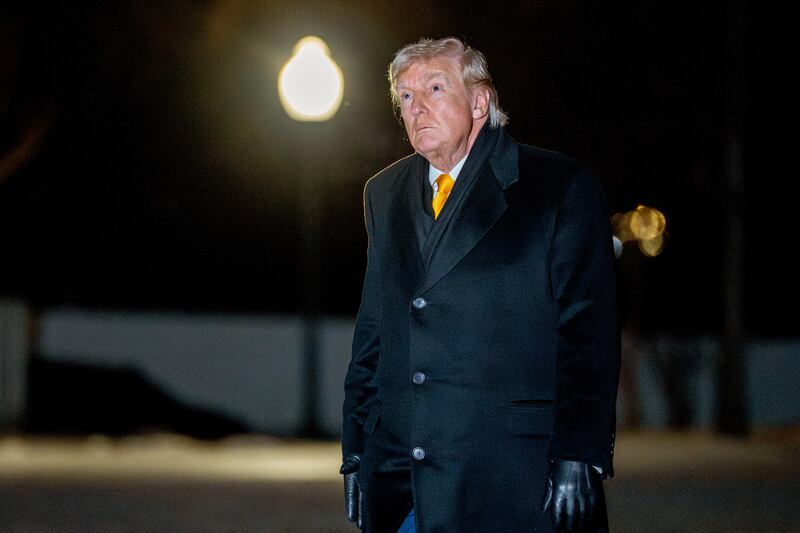 US president Donald Trump after arriving in Washington, DC, early on Monday. Photograph: Bonnie Cash/UPI/Bloomberg