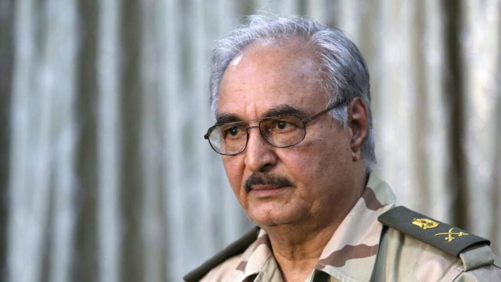 A spokesman for retired Libyan general Khalifa Haftar said his irregular forces had carried out the assault on the parliament as part of his campaign against Islamist militants. Photograph: Esam Omran Al-Fetori/Reuters.