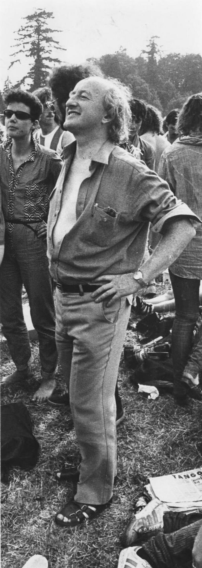 Michael D  rocks the open-shirt look at the Bob Dylan concert in Slane Castle in July 1984. Sure you’d think he was in the band. Photograph: Terry Thorp