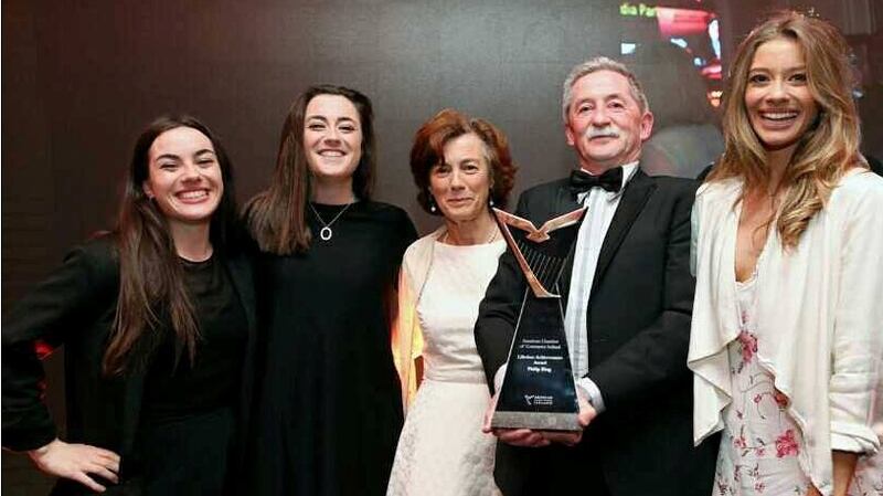 Philip King wife Nuala O Connor with three of their five daughters, triplets Ellen, Molly and Juno
