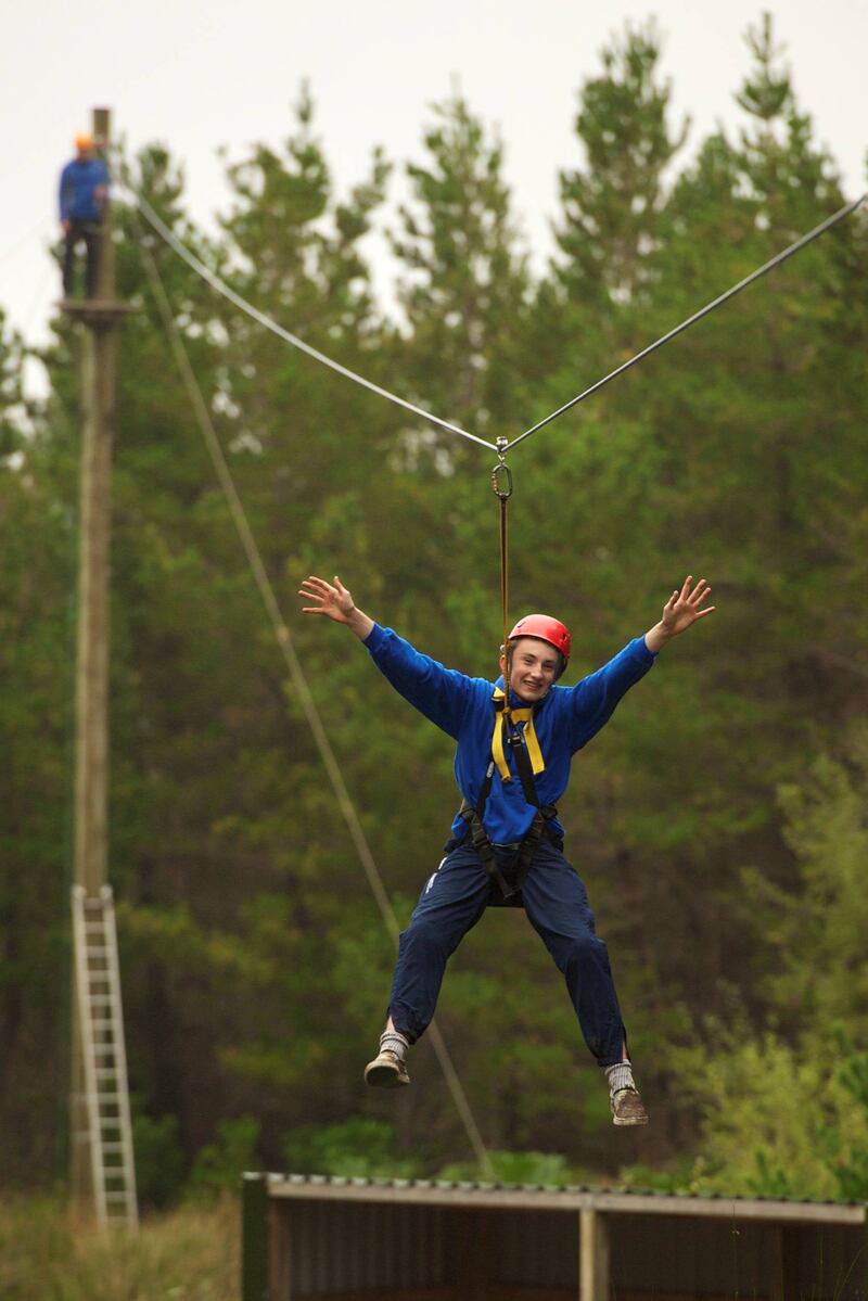 Fifteen year old Matthew Kavanagh pictured living it up on top at Delphi Adventure Centre. Photograph: Keith Heneghan/Phocus