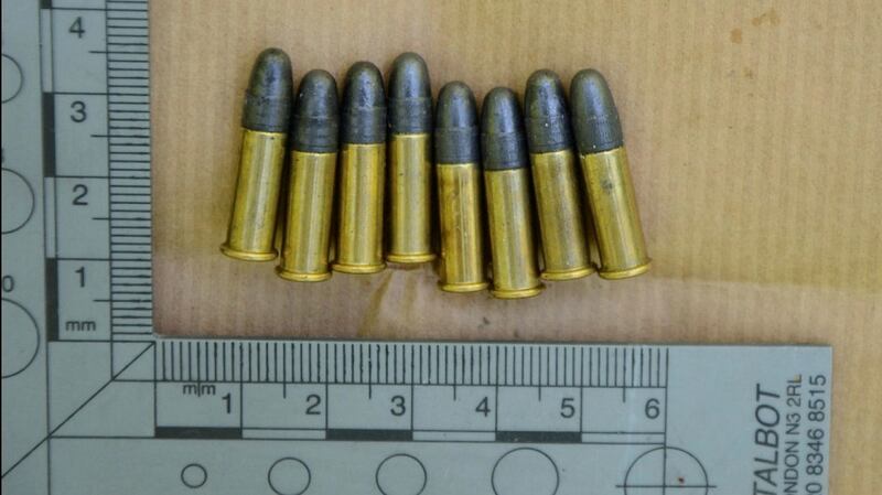 Bullets found with the gun in Derry. Photograph: PSNI