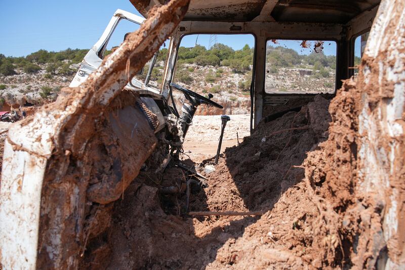 Libya floods: Mud fills the driver compartment of a truck in the town of al Bayda in eastern Libya. Photograph: AFP via Getty Images