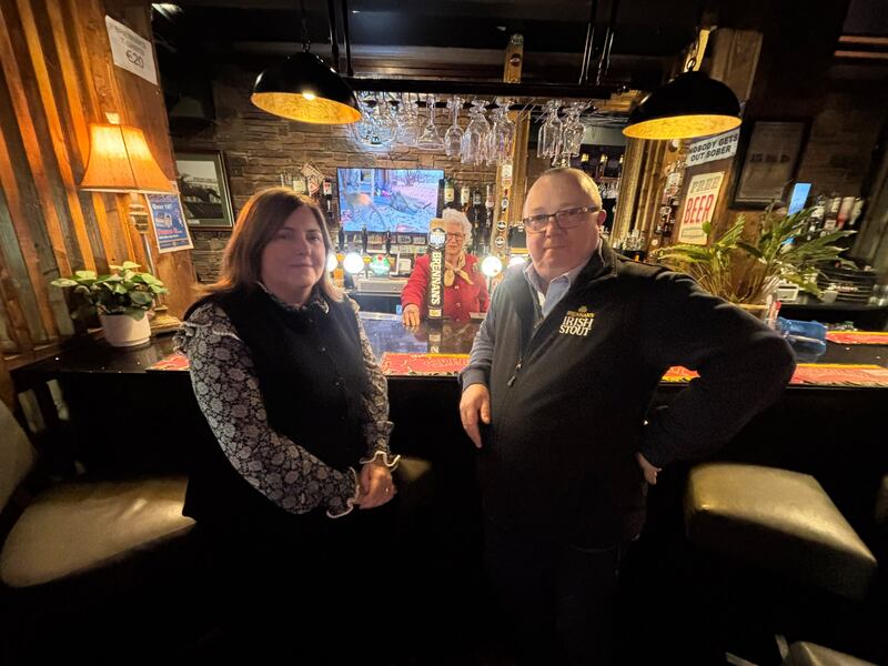 Peter Brennan and his wife, Ellen, and his mother, Bernie, at Brennan's Pub in Enniscorthy. Photograph: James Cox