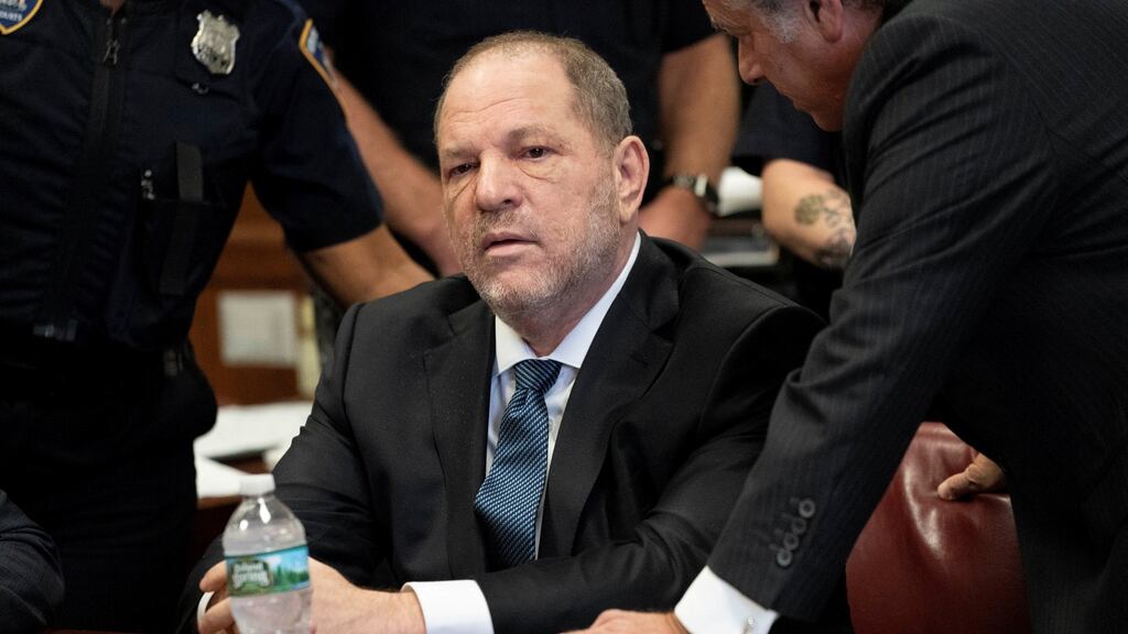 Harvey Weinstein sits during his hearing at Manhattan criminal court in New York, US. Photograph: Steven Hirsch/Pool via Reuters